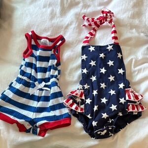 Chick Pea Red, Blue, and White Striped Baby Romper